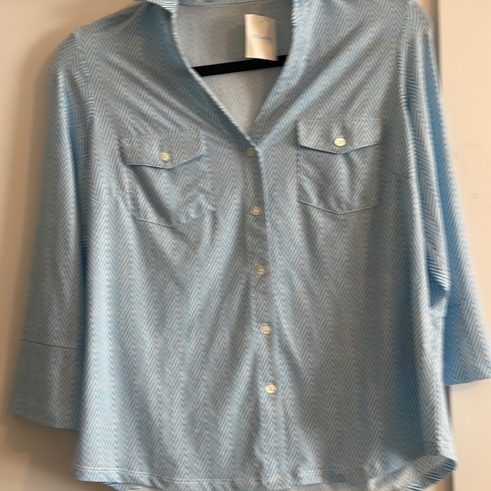 Blue print poly top